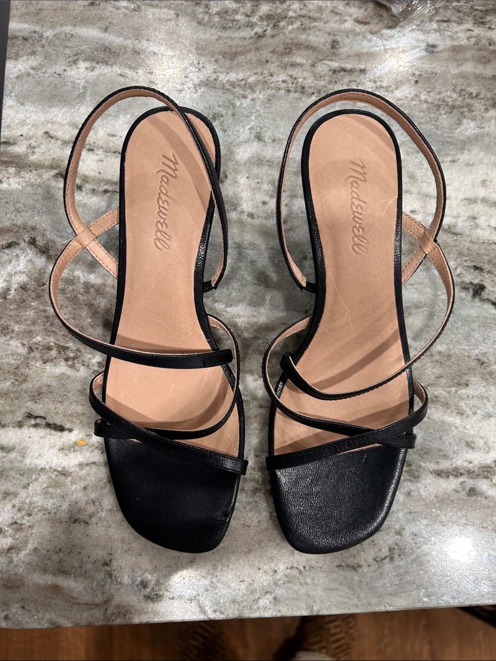Madewell Black Strappy Slingback Heeled Sandals